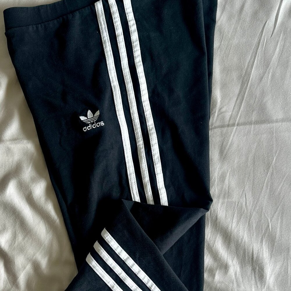 Adidas Originals 3-Stripes Black Leggings – Size Small – mid-Rise Fit